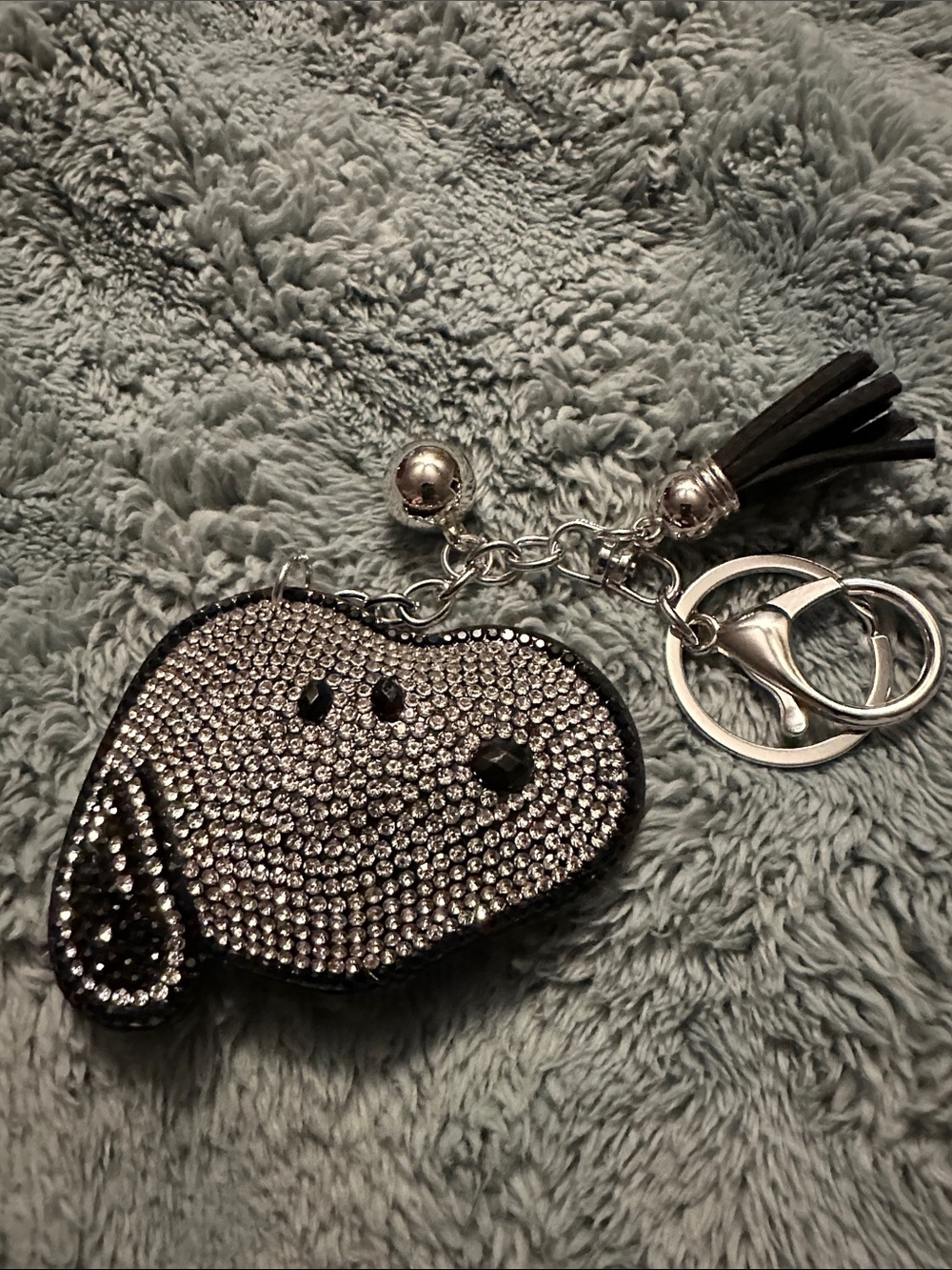 Rhinestone snoopy Key & Card Holder Charm - Black